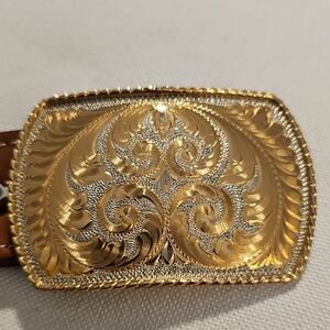 Comstock German Silver Belt Buckle.‎ & Belt Vintage Carson City Navada. Size 36.